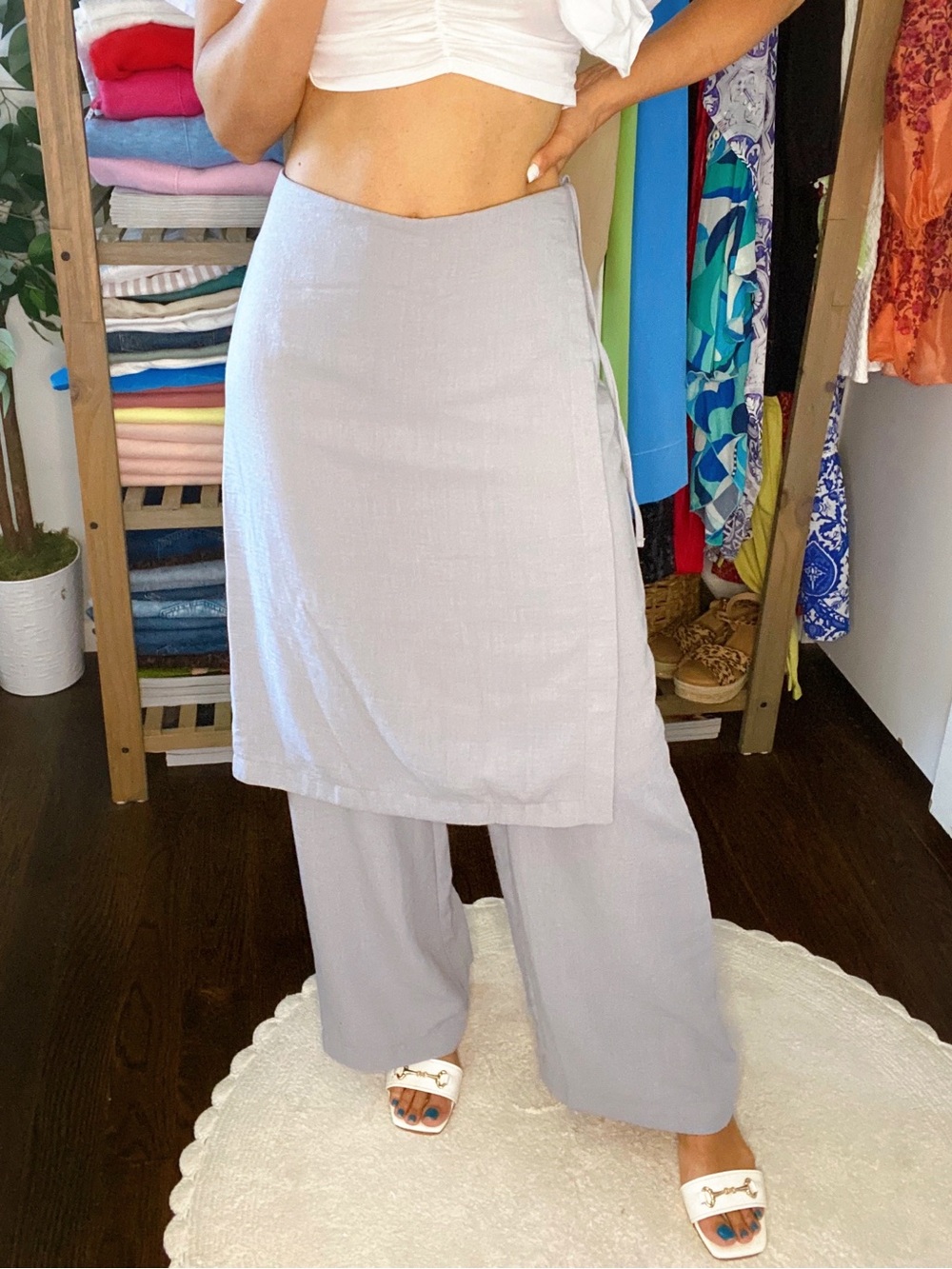 ZARA Gray Wrap Midi Skirt Overlay Pants! 🐦